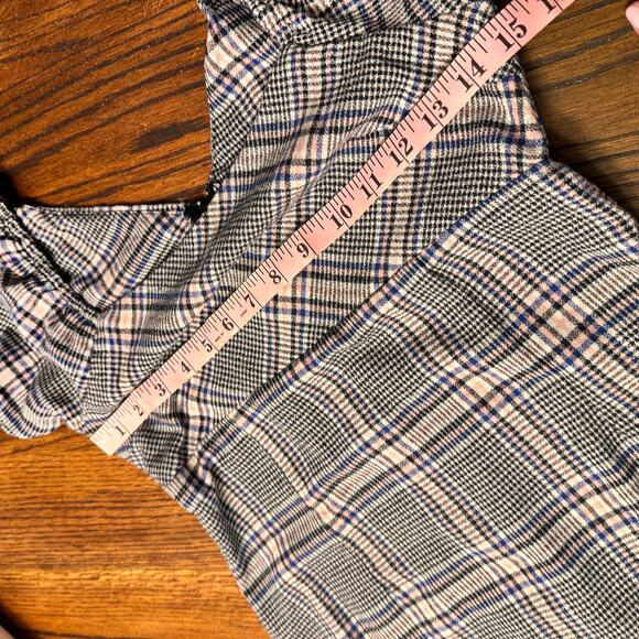 Altar'd State Plaid Puff Sleeve Mini Dress S Cottagecore Babydoll Style Peasant - Picture 6 of 10